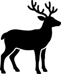 Fototapeta premium Reindeer silhouette with antlers isolated on transparent background for Christmas