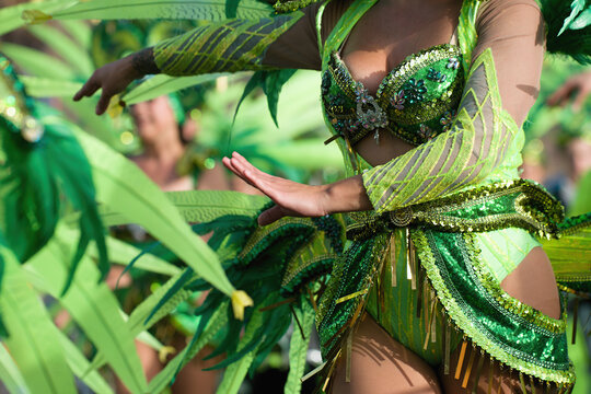 A woman in costume dancing on carnival, dancers during the carnival