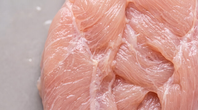 Close up of raw chicken breast muscle texture