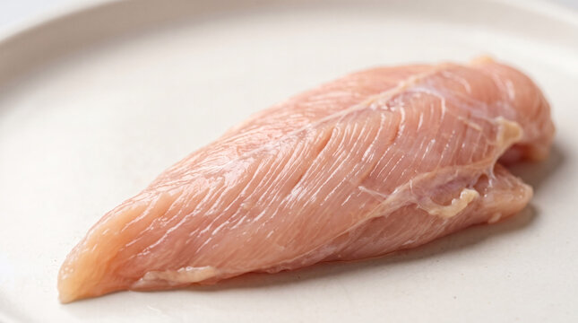 Raw turkey breast fillet on white plate