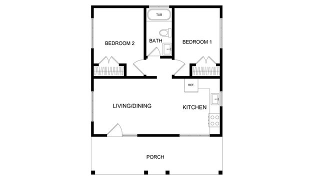 USA Two Bedroom House Floor Plan