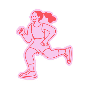 Vector sketch doodle illustration in trendy line style, fit and gym, wellness concept, feminine character and mascot related to fitness, pilates, sport and healthy lifestyle