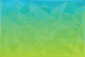 Fototapeta premium Low poly geometric background, with a gradient, transition from bright, lime green to, cyan blue, isolated, on a white background.eps