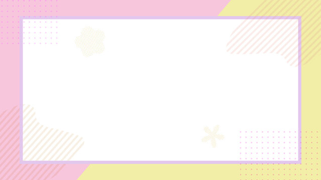 ピンクとイエローのパステルカラーで彩った春の幾何学模様バナー背景 / Pastel Pink and Yellow Spring Geometric Banner with Abstract Patterns and Copy Space