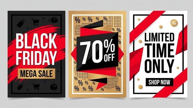 Black friday black friday mega sale and limited time offer promotional banners