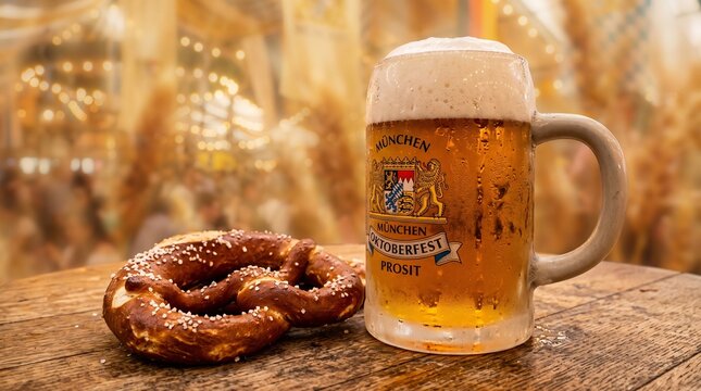 Beer Stein And Salted Pretzel