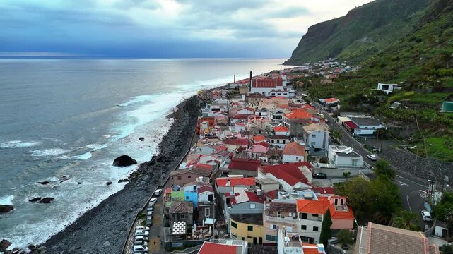 Aerial view of Camara de Lobos harbour town, Madeira