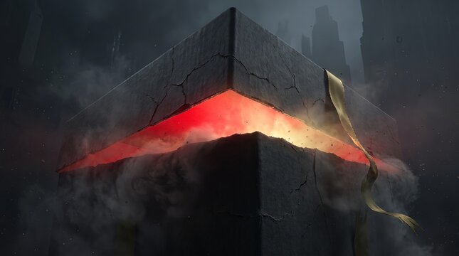 Black Friday 3D monolith split by a glowing red fracture