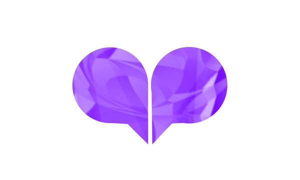 Abstract purple heart shape icon with a modern geometric pattern design for romantic and creative graphic projects