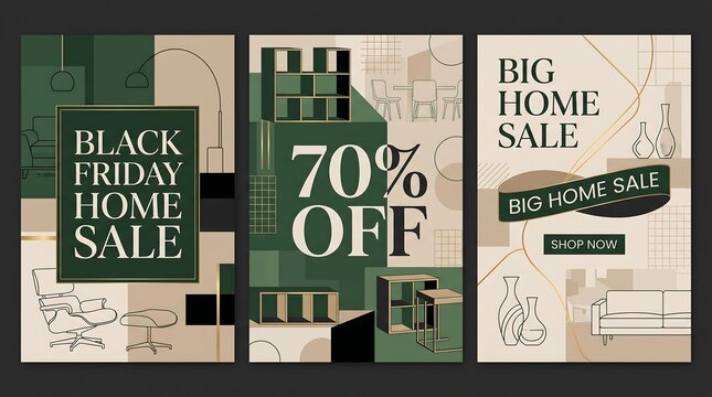 Black friday black friday home sale social media templates with furniture