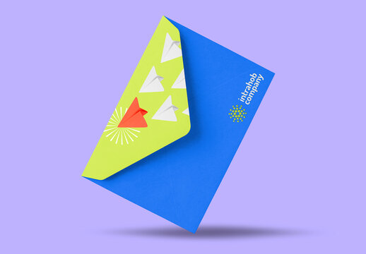 Colorful Envelope Mockup With Paper Planes PSD