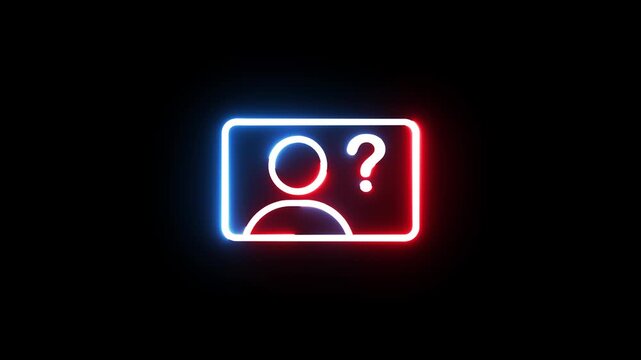 Neon glowing avatar icon with question mark for user account identification digital graphic