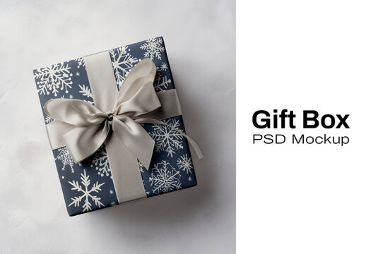 Elegant Snowflake Gift Box Mockup PSD