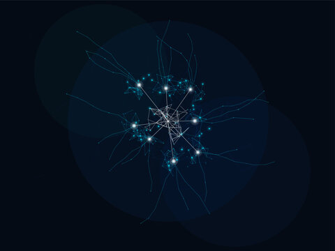Neural network abstract vector, digital brain synapse connection, glowing artificial intelligence data science background