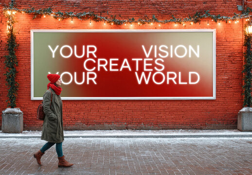 Inspiring Urban Billboard Mockup Street Art Message PSD