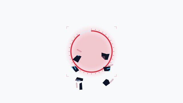 Digital document file loading animation with circular progress indicator