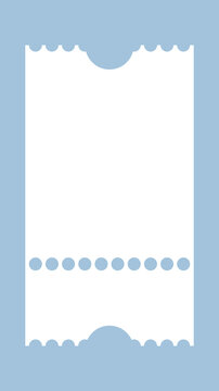 Minimal blue coupon ticket template with perforated edges and clean vertical layout isolated on background. Modern printable voucher design perfect for discounts, event passes, admission tickets, gift
