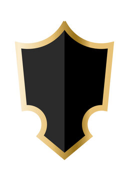Golden Shield and Security Emblem for Corporate Identity and Modern Technology Design Vector Illustration