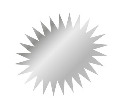 Set of shiny silver sunburst badges in round shape with metallic gradient isolated on white background perfect for awards and certificate designs.