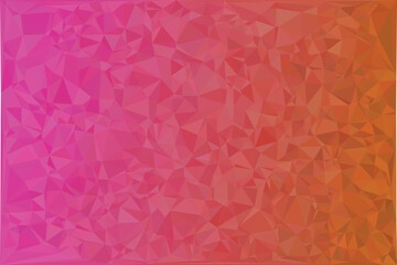 Obraz premium Low poly geometric pattern with pink to orange gradient, triangular mesh texture on a white background