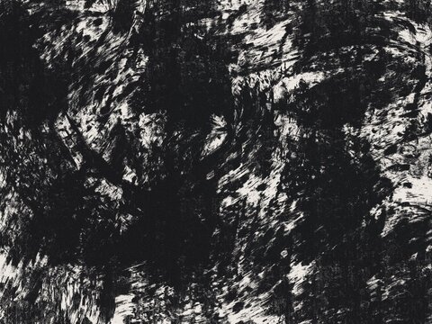 Abstract black and white ink brush texture background, expressive painterly