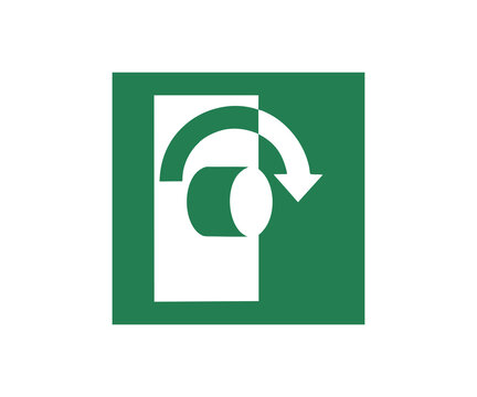 E019 &ndash; Turn clockwise to open icon sign. Safety condition sign pictogram illustration on transparent background. 
