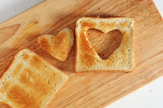 Heart Shaped Toast On Board