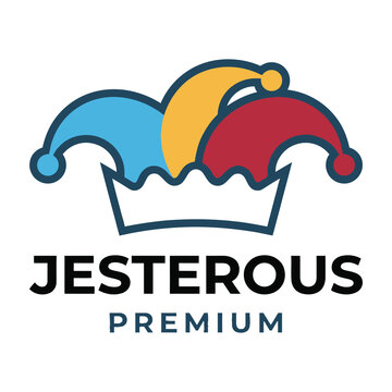 Jesterous Premium colorful jester hat logo symbol