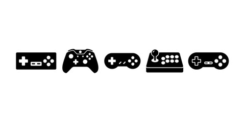 Set of five retro gaming controller icons © Top Stock