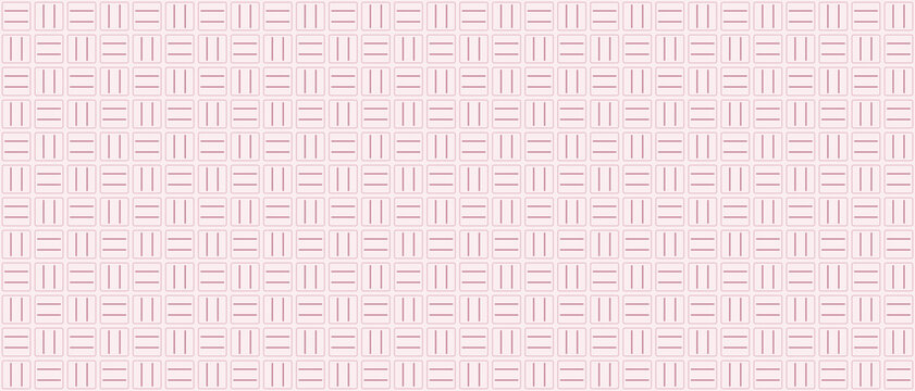 Light blush pink seamless geometric pattern with repeating square grid and alternating linear details for textile and minimalist interior wallpapers