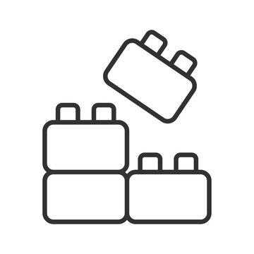 Building blocks toy icon in line design. Lego, construction, kid, play, game, childhood, creative on white background vector. Building blocks editable stroke icon