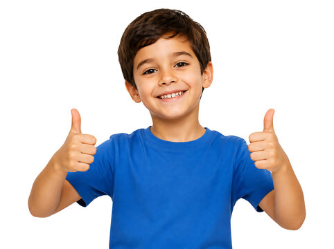 Boy showing thumbs up isolated on transparent background