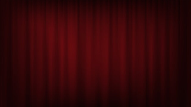 Award prize ceremony background. Dark red silk curtain backdrop. Color vertical draped satin cloth curtain stage. Award, winner ceremony, presentation, theater. Vector illustration.