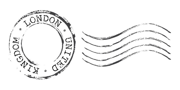 Postage stamp United Kingdom. Rubber postal stamp UK. Vintage vector illustration in grunge style.