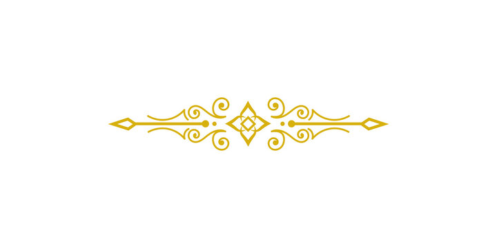 Elegant gold vintage decorative divider isolated on transparent background