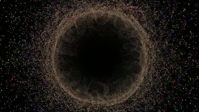円形の流れに沿って回転する粒子質感
