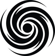 Naklejka premium Black swirling vortex symbol representing a hurricane or storm system during a dramatic natural event