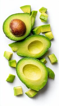 avocado on white background