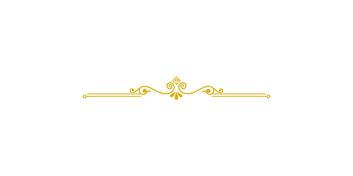 Golden vintage decorative divider with diamond icon isolated on transparent background