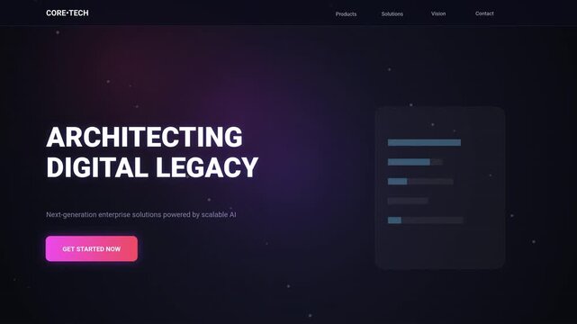 Modern Corporate Landing Page Hero Section with Futuristic Tech Interface