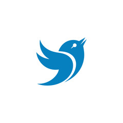 Naklejka premium Blue bird silhouette against a black background a stylized avian form