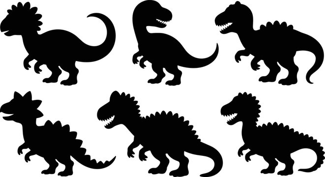 Set of dinosaur silhouettes