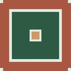 Seamless geometric square tile pattern, minimalist abstract mosaic background in terracotta and jade green © Maryna