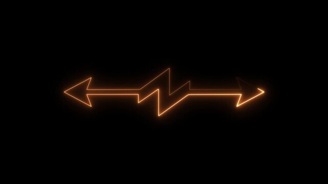 Dynamic glowing orange neon line with dual arrows and zigzag pattern indicating direction or energy