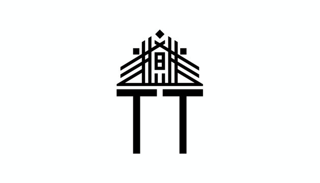Geometric real estate logo featuring a house structure atop double T letter columns in stark black and white.