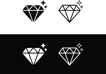 AI premium quality and diamond luxury icon set, sparkling gem with sparkle stars, VIP exclusive feature and high value reward vector icons © MDENAMUL