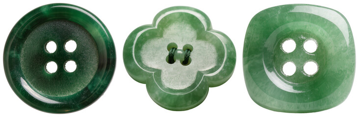 Three green jade buttons isolated on a white background © Trieu
