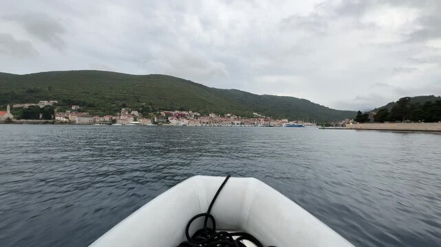 Port of Split-Dalmatia, Croatia. Zodiak on the way to the port.