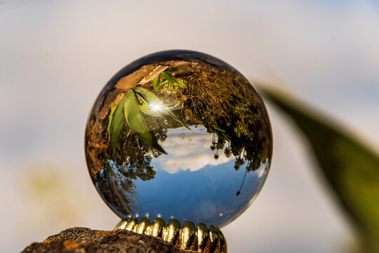 Paisaje reflejado en una lensball, en el municipio de Tafira.