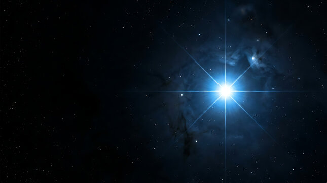 Bright Star Rigel in Deep Space with Nebula and Stars